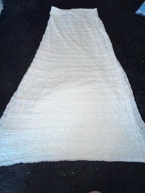 Max Studio White Textured A-Line Maxi Skirt
